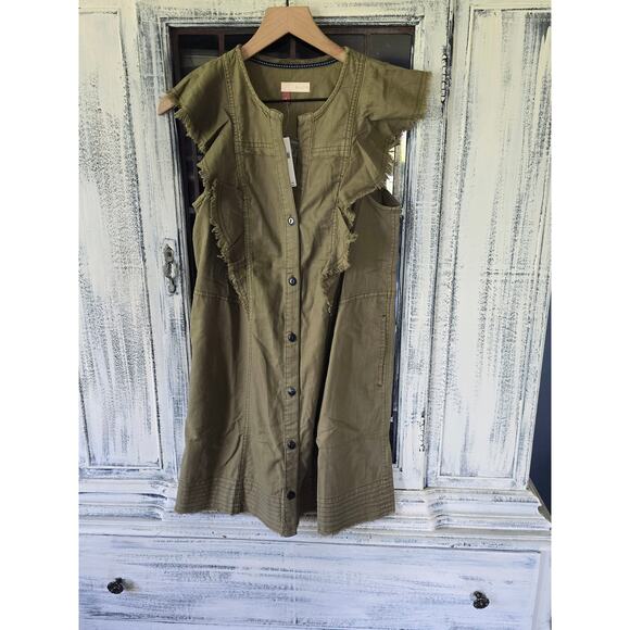 Anthropologie Pilcro Flutter-Sleeve Buttondown Tunic Dress - New - Small - Picture 4 of 4